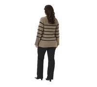 KAFFE CURVE Strickpullover KCerina S, Morel Melange Black Stripe S
