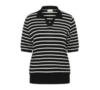 Strickpullover KAFFE CURVE "Strickpullover KClizzy", Damen, Gr. XL, schwarz (schwarz, chalk stripe), Obermaterial: 80% Viskose CV. 20% Nylon NY., Pullover Strickpullover (35342456-XL) schwarz, chalk s