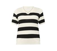 KAFFE CURVE Strickpullover KClizzy L, Turtledove/Black boldstripe