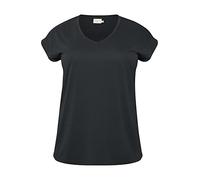 KAFFE CURVE T-Shirt KClina Damen Große Größen T-Shirt Kurzarm Casual Shirt V-Ausschnitt L, Washed Black L