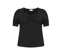 KAFFE CURVE T-Shirt KCsissy Damen T-Shirt Kurzarm V-AusschnittCasual Elegant Große Größen Black Deep L