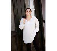 KAFFE CURVE Tunika KCami Damen Große Größen Tunika Casual Langarm V-Ausschnitt Bluse Chalk 52