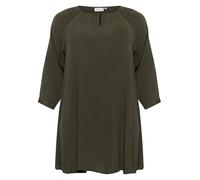 Kaffe Curve Damen Plus-Size Women's 3/4 Sleeves Loose Fit Round Neck Tunic, Forest Night, 52 Grande Taille