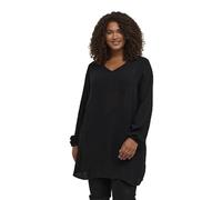 KAFFE CURVE Tunika KCami Damen Große Größen Tunika Casual Langarm V-Ausschnitt Bluse Black deep 44