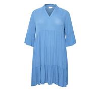 Kaffe Curve Women's Plus Size Dress Tunic Tiered Ruffle Shorts Sleeves Light Casual, French Blue, 46