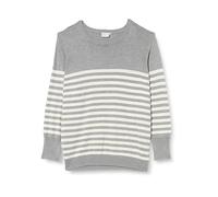 Kaffe Curve Women's Plus-Size Striped Regular Fit Round Neck Tight Knit Pullover, Grey Melange/Turtledove Stripe, XL Größen