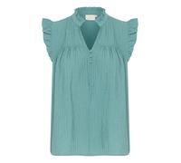 Blusentop KAFFE "Shirtbluse KAliany", Damen, Gr. 38, blau (teal), Obermaterial: 80% Viskose CV. 20% Nylon NY., Blusen Blusentop (13011949-38) teal