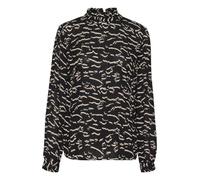 Langarm-Bluse Regular fit Black/Beige Abstract Print EU 40 / UK 12