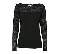 KAFFE Damen Langarm-Shirt Lacy Damen Bluse Top Spitze Oberteil Langarm Slim Fit Spitzenbluse Lange Ärmel