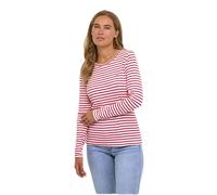 KAFFE Damen Langarm-Shirt Liddy Damen T-Shirt Langarm Rundhals Gestreiftes Bluse mit Herzstickerei Lange Ärmel
