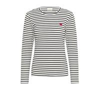 KAFFE Damen Langarm-Shirt Liddy Damen T-Shirt Langarm Rundhals Gestreiftes Bluse mit Herzstickerei Lange Ärmel