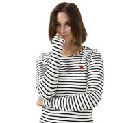 KAFFE Damen Langarm-Shirt Liddy Damen T-Shirt Langarm Rundhals Gestreiftes Bluse mit Herzstickerei Lange Ärmel