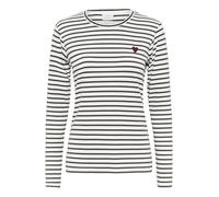 KAFFE Damen Langarm-Shirt Liddy Damen T-Shirt Langarm Rundhals Gestreiftes Bluse mit Herzstickerei Lange Ärmel