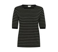 KAFFE Strickpullover KAlizza Damen Strickpullover Kurzarm Streifen Lässig Casual Rundhals Pullover Gestreift Grey Mel./Chalk Narrow Stripe L