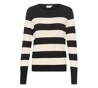 KAFFE KAlizza Striped Knit Pullover Damen Strickpullover Rundhals Pullover Streifen Sweatshirt Elegant Oberteile Langarmshirt Pulli Black/Turtledove Stripe S