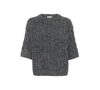 KAFFE Damen Strickpullover KAmalene Damen Strickpullover Kurzarm Rundhals Pullover Knit Pulli Herbst Winter Einfarbig Oberteile Ellenbogenlänge XS, Dark Grey Melange