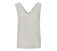 Kaffe Damen Tanktop, V-Ausschnitt, ärmellos, Regular Fit, Hüfte, breite Schultern Top, Chalk/Black Stripe, 44