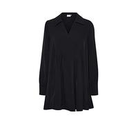 KAFFE Damen Tunic Long Sleeves Unten Hip Length Loose Fit V-Ausschnitt Polo Kragen Kleid, Black Deep, 42