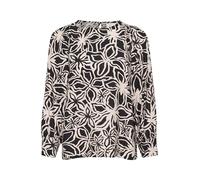 KAFFE Damen Women's Blouse Boat Neck Casual Fit Printed Long Sleeves Hip Length Bluse, Schwarz/Hellbeige Blumenmuster, 40