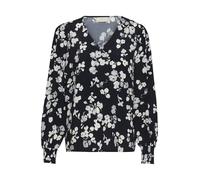 KAFFE Damen Women's Blouse V-Neck Regular Fit Printed Long Sleeves Hip Length Bluse, Marineblau, 42