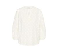 KAFFE Damen Women's Blouse V-Notch Neck 3/4 Sleeves Relaxed Fit Textured Cotton Bluse, Chalk, 40