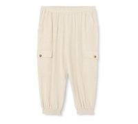 Kaffe Damen Women's Capri Pants 3/4 Length Elastic Waist Elastic Cuffs Cargo Pockets Hose, Light Sand Linen,