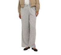 Kaffe Damen Women's Casual Pants Elastic Waist Wide Legs Full-Length Pockets Hose, Chalk/Black Stripe,