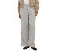 Kaffe Damen Women's Casual Pants Elastic Waist Wide Legs Full-Length Pockets Hose, Chalk/Black Stripe,