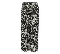 Kaffe Damen Women's Culotte Pants Printed Cropped Length Wide Legs Elastic Waist Hose, Black/Antique Zebra Print,