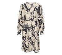 KAFFE Damen Women's Dress Round Neck Knee Length Buttons Fit and Flare Long Sleeves Kleid, Schwarz/Sand Grafik, 44