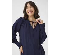 KAFFE Damen Women's Dress Tie V-Neck Casual Fit Long Sleeves Above Knee Length Kleid, Midnight Navy, 40