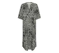 KAFFE Damen Women's Kaftan Dress Half Sleeves Midi Length V-Notch Neck Regular Fit Kleid, Moonstruck/Black Animal, 40