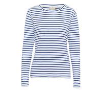 KAFFE Damen Women's Long Sleeves Slim Fit Crew Neck Striped Tee Embroidered T-Shirt, Chalk/Surftheweb-Heart, M