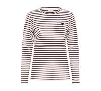 KAFFE Damen Women's Long Sleeves Slim Fit Crew Neck Striped Tee Embroidered T-Shirt, Chalk/Windsorwine - Herzfarbe, XXL