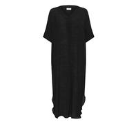 KAFFE Damen Women's Maxi Dress Pockets V-Neck Loose Fit Half Sleeves Round Hem Kleid, Tiefschwarz, 40