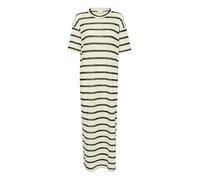 KAFFE Damen Women's Maxi Dress Short Sleeves Round Neck Slits Striped Relaxed Fit Kleid, Turtledove/Black Stripe, X-Large