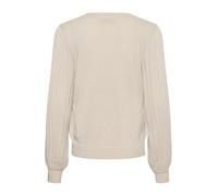 KAFFE Damen Women's Round Neck Glitter Long Sleeves Regular Fit Pleats Pullover, Sanddollar, Large