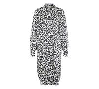 KAFFE Damen Women's Shirt Dress Printed Relaxed Fit Long Sleeves Knee Length Kleid, White/Black Leopard, 34
