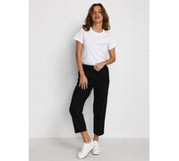 KAFFE Pants Suiting KAsakura Damen Hose 3/4 Capri Casual Arbeitshose Gerades Bein Freizeithose High Waist Caprihose Black Deep 40