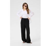 Kaffe Damen Women's Casual Pants Elastic Waist Wide Legs Full-Length Pockets Hose, Black Deep,
