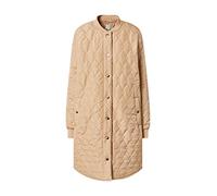 KAFFE Jacke KAshally Damen Jacke Gesteppte Lange Mantel Langarm mit Knöpfen Steppjacke 34, Tannin 34