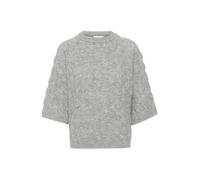 KAFFE KAmalene Knit Pullover Damen Strickpullover Kurzarm Rundhals Pullover Knit Pulli Herbst Winter Einfarbig Oberteile Grey Melange XS