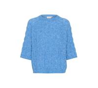 KAFFE KAmalene Knit Pullover Damen Strickpullover Kurzarm Rundhals Pullover Knit Pulli Herbst Winter Einfarbig Oberteile Malibu Blue Melange S