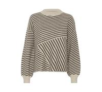 KAFFE KAverana Knit Pullover Damen Strickpullover Rundhals Pullover Winter Sweater Grobstrick Sweatshirt Elegant Oberteile Pulli Feather Gray Mel./ Brown Mel. M