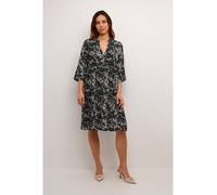 KAFFE KAhera Amber Dress Printed Damen Kleid 3/4 Arm Knielang Print Elegant Freizeitkleid Black/White Graphic Snake 40