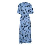 KAFFE Kleid KAarina Damen Kleid Kurzarm Print V-Ausschnitt Casual Lang Maxikleid 38, Riviera/Black Flower Print