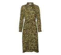 KAFFE Kleid KAfine Damen Kleid Stehkragen Langarm Knopfleiste Knielang Freizeitkleid 36, Green Tones Tie Dye Print