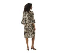 KAFFE Kleid KAhera Damen Kleid 3/4 Arm Knielang Print Elegant Freizeitkleid 40, Leopard Print 40