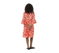 KAFFE Kleid KAhera Damen Kleid 3/4 Arm Knielang Print Elegant Freizeitkleid 42, Red/Chalk/Red Petit Fleur