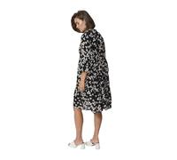 KAFFE Kleid KAhera Damen Kleid 3/4 Arm Knielang Print Elegant Freizeitkleid 44, Black/Chalk/Red Petit Fleur